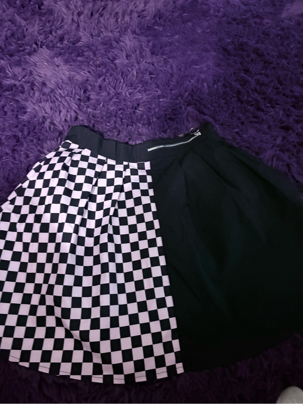 Black and pink Checkerboard Panel Skirt - Women's Skirt